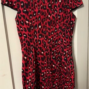 French Connection Red and Black Leopard Print Mini Dress